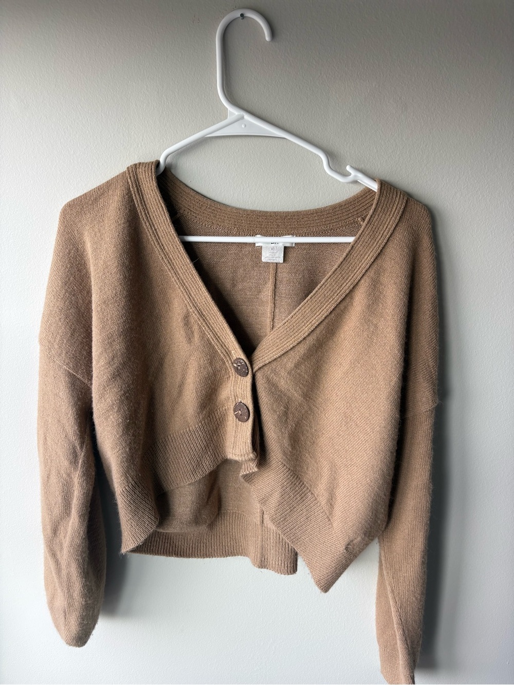 Women’s Cropped V-Neck Button Cardigan - Taupe